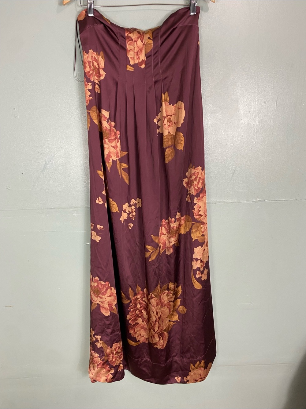 Free People Botanical Maxi Dress Brown Floral Strapless Pleated Sundress M iu - Picture 2 of 7